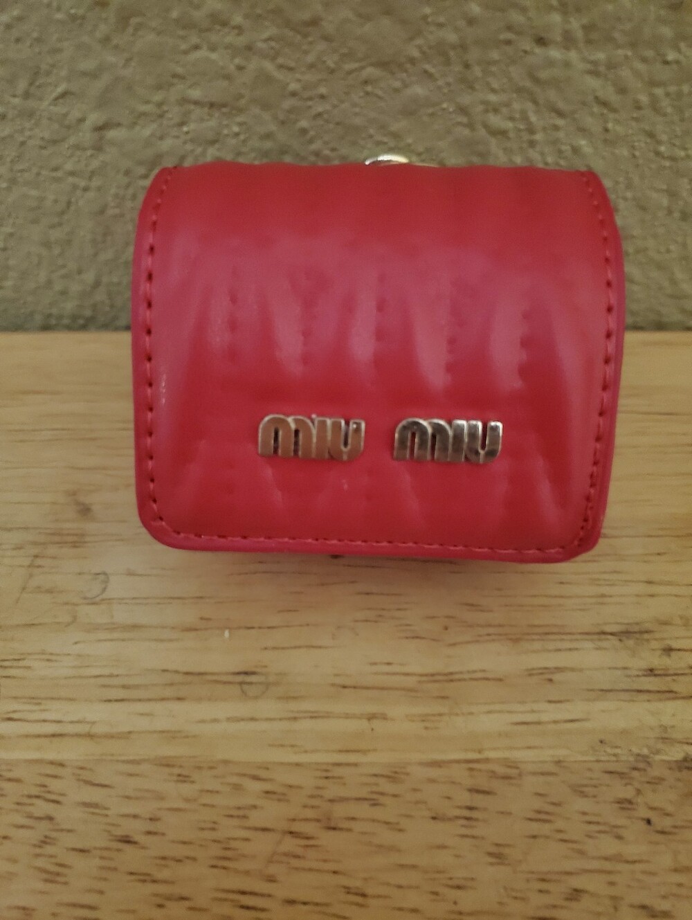 Mini Bag Charm Earbuds Case - Red Faux Leather